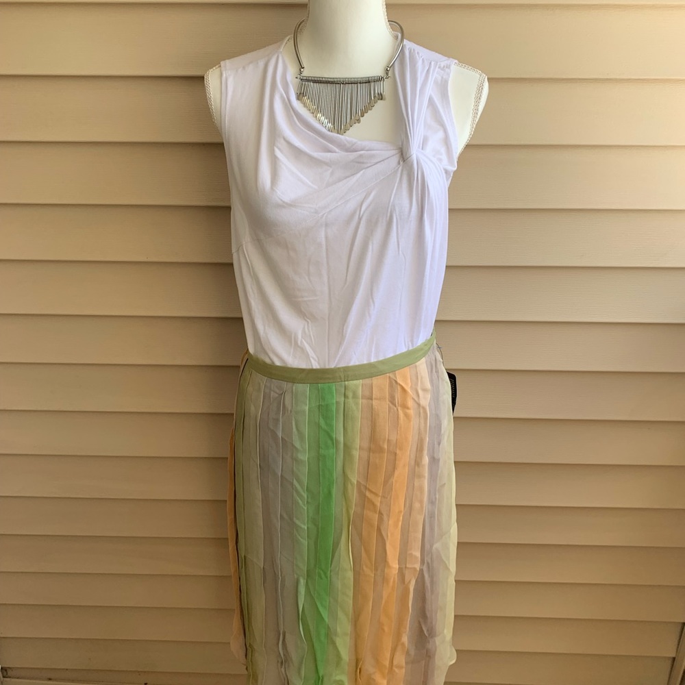 Tahari Pastel Silk A-line Skirt - Picture 7 of 7